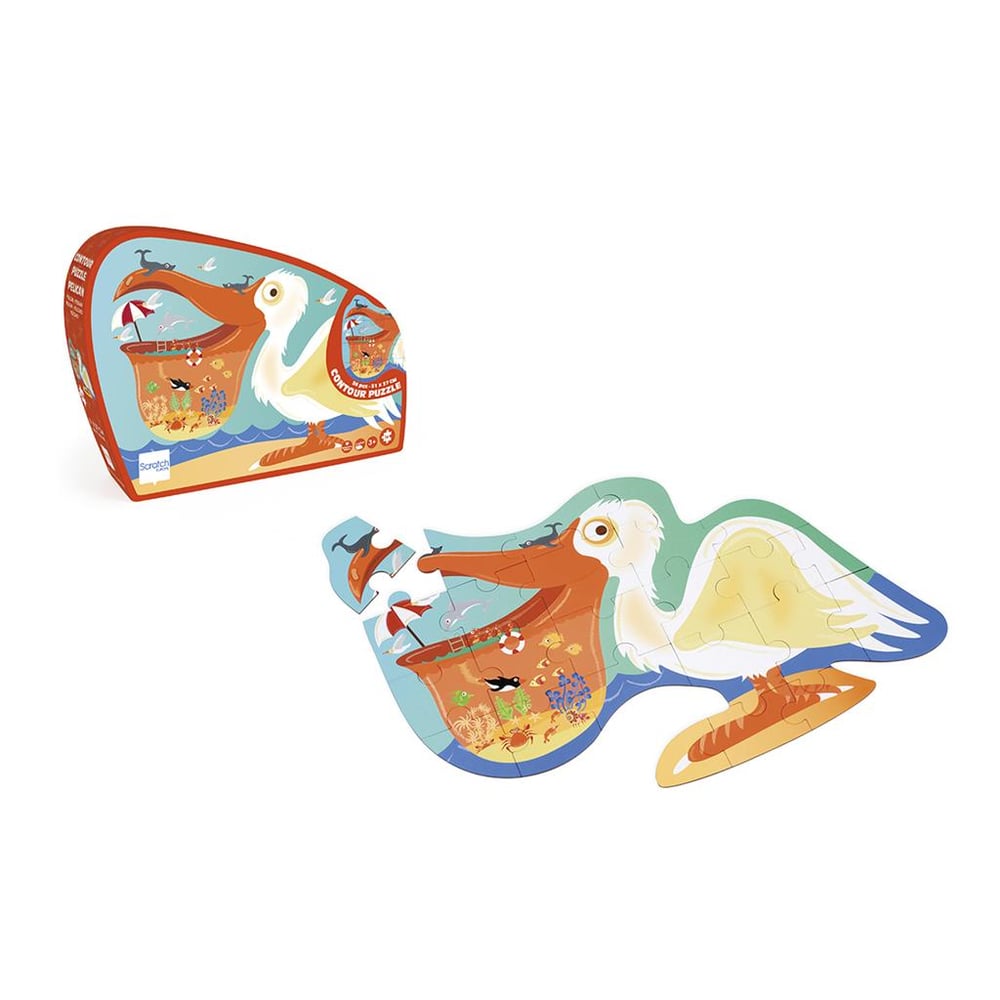 Scratch Europe Pelican Contour Puzzle 24Pcs - Scratch Europe Scratch Europe Pelican Contour Puzzle 24Pcs - Scratch Europe