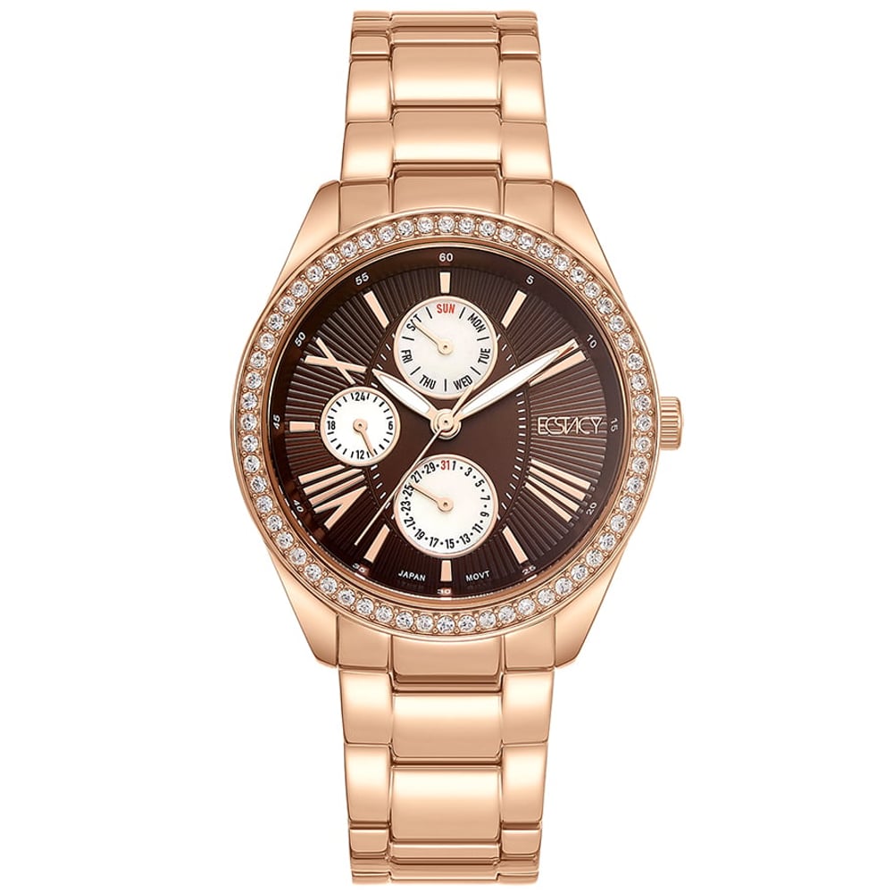 ECSTACY Women's Multi Function Brown Dial Watch - E9621-RBKD ECSTACY Women's Multi Function Brown Dial Watch - E9621-RBKD