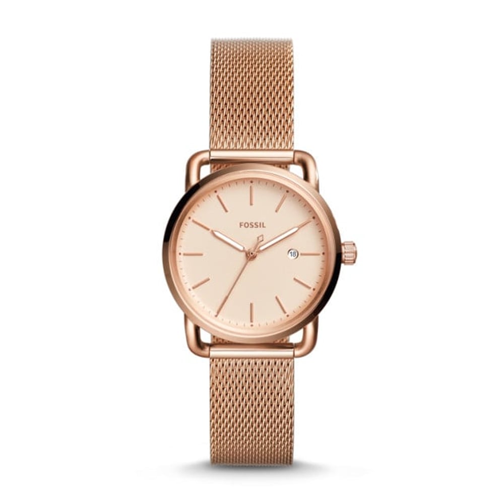 Fossil ES4333 The Commuter Three-Hand Date Rose Gold-Tone Stainless Steel Watch Fossil ES4333 The Commuter Three-Hand Date Rose Gold-Tone Stainless Steel Watch