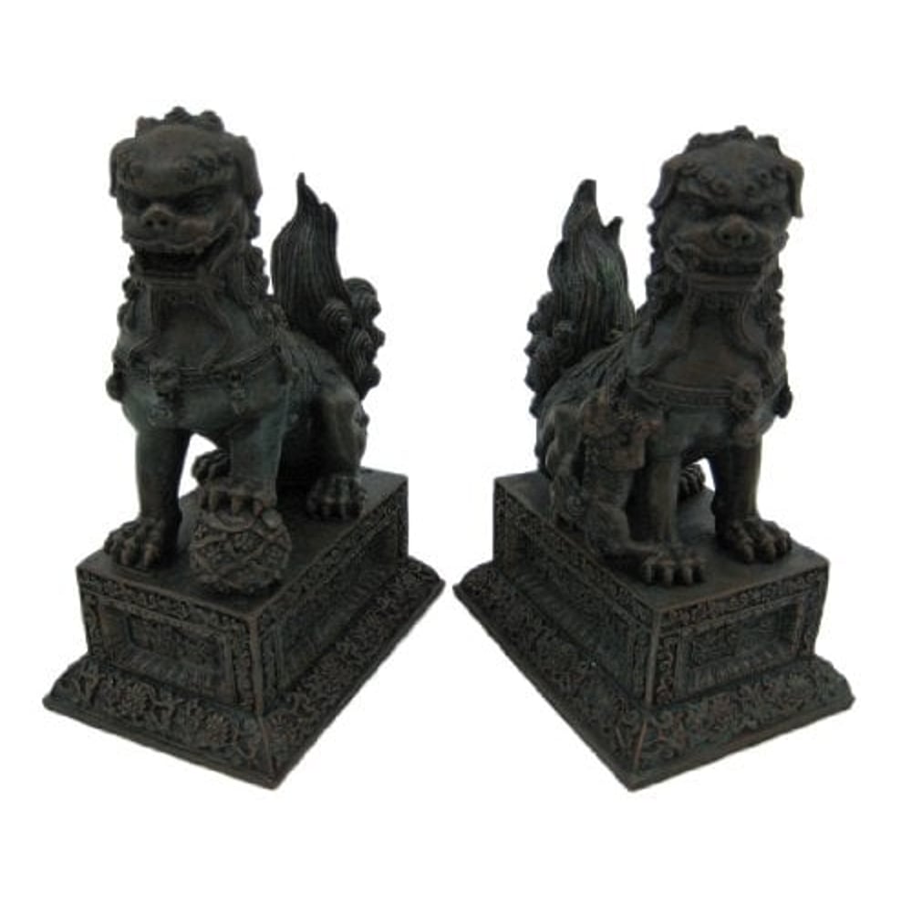 Summit Chinese Guardian Lions Foo Dogs Bronzed Finish Statue Bookends