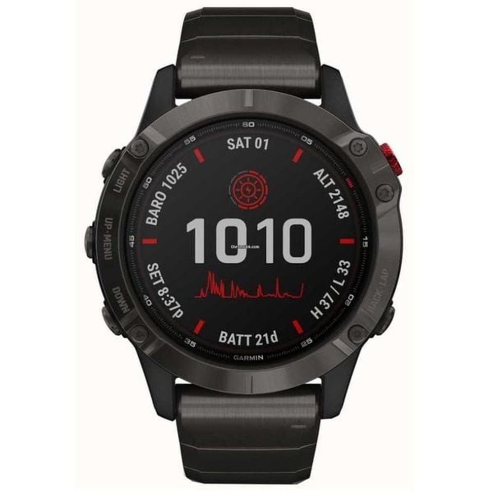 Garmin 010-02410-23 Fenix 6 Pro Solar Titanium Carbon Grey DLC Bracelet