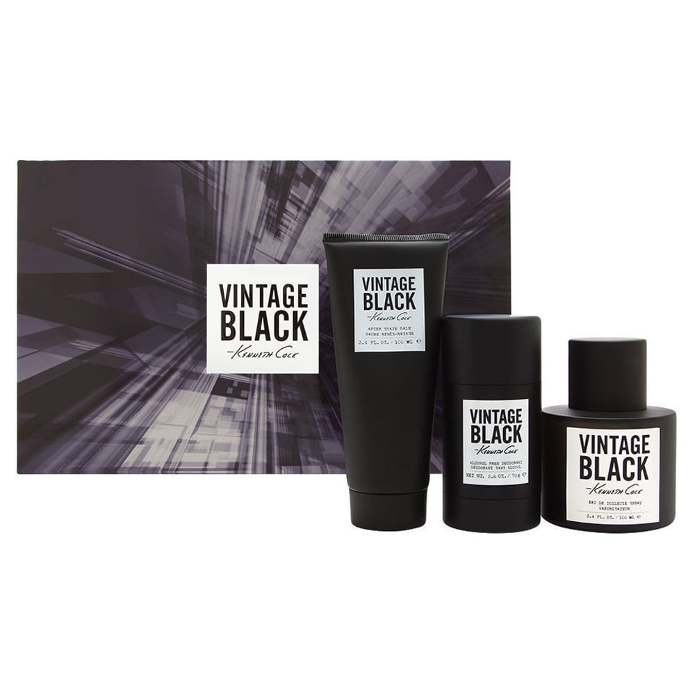 Kenneth Cole Vintage Black Gift Set For Men (Vintage Black 100ml EDT + 100ml After Shave Balm + 75g Deodorant)