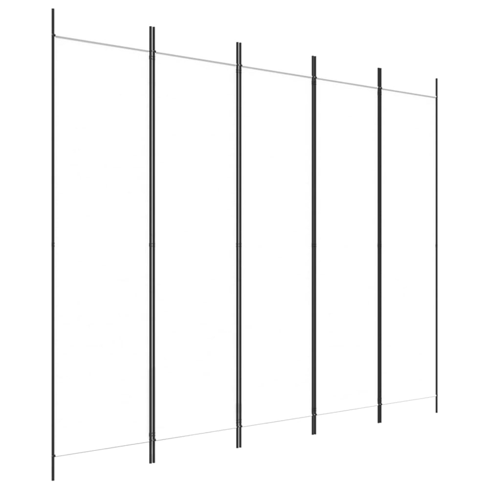vidaXL 5-Panel Room Divider White 250x200 cm Fabric