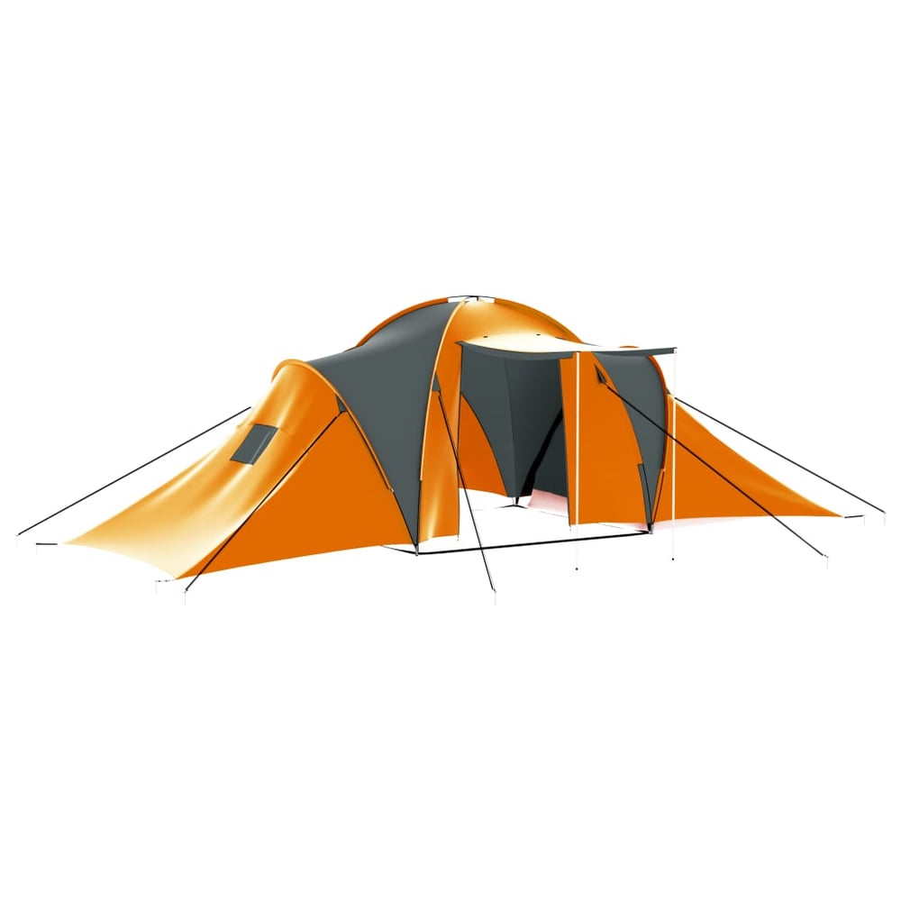 Vidaxl Camping Tent 9 Persons Fabric Grey And Orange