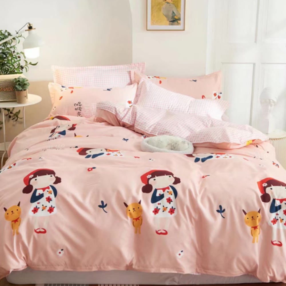 DEALS FOR LESS - Queen/Double Size, Duvet Cover, Bedding Set of 6 Pieces, Cute Girl Design, 1 Duvet cover + 1 bedsheet + 4 pillow covers. DEALS FOR LESS - Queen/Double Size, Duvet Cover, Bedding Set of 6 Pieces, Cute Girl Design, 1 Duvet cover + 1 bedsheet + 4 pillow covers.