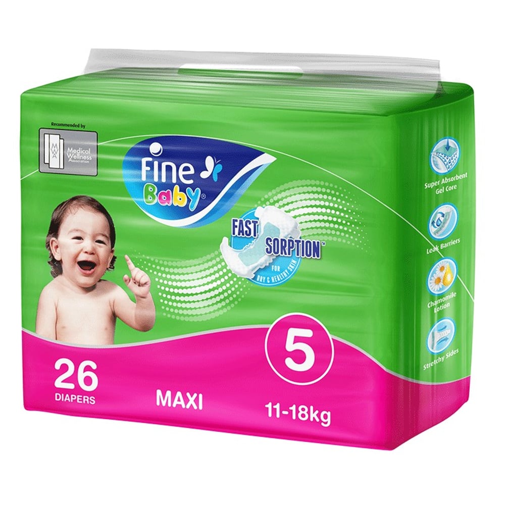 Fine Baby Diapers Size 5 Economy Pack- 26 Diapers Fine Baby Diapers Size 5 Economy Pack- 26 Diapers