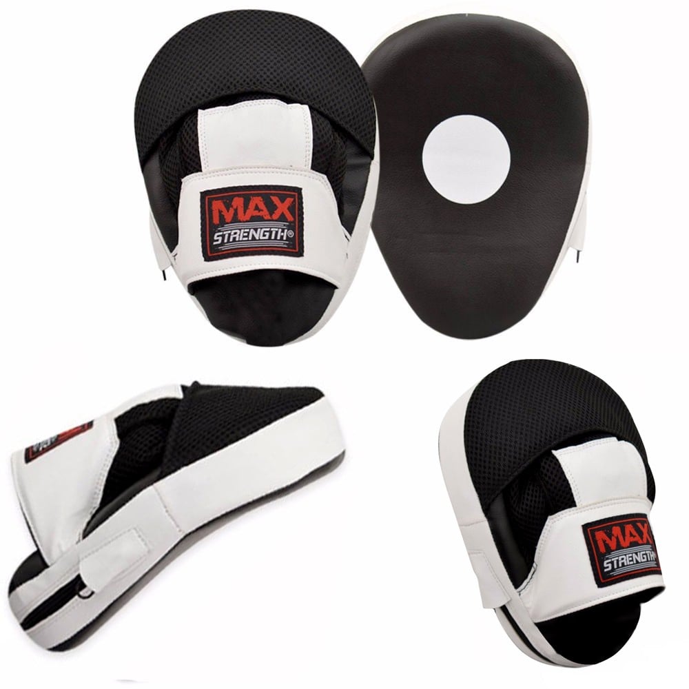 Max Strength Focus Pads Hook & Jab Mitts MMA Training Boxing Gloves Black/White