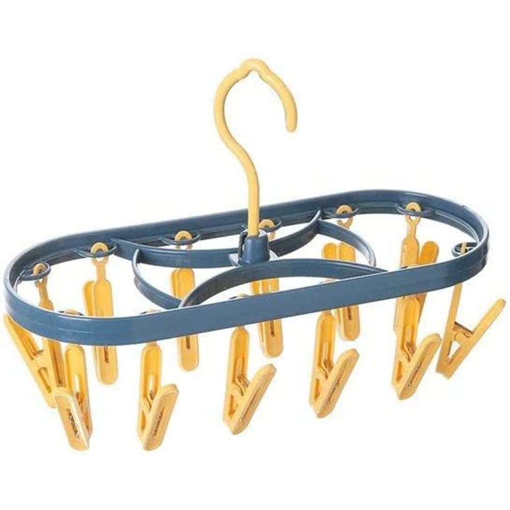 Margoun For Foldable Clothes Hanger Drying Rack With 12 Clips Plastic Space Saving Closet Organizer (Yellow) Margoun For Foldable Clothes Hanger Drying Rack With 12 Clips Plastic Space Saving Closet Organizer (Yellow)
