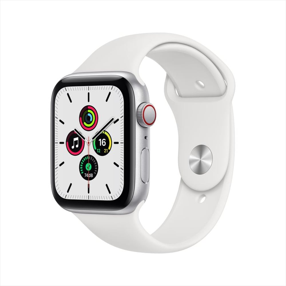 Apple Watch SE GPS+Cellular 40mm Silver Aluminum Case with White Sport Band