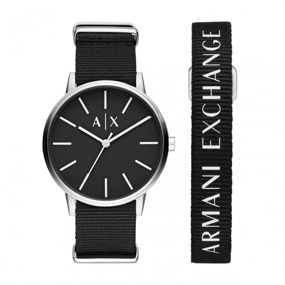 Armani Exchange Cayde Black Fabric Men Watch Set AX7111 Armani Exchange Cayde Black Fabric Men Watch Set AX7111