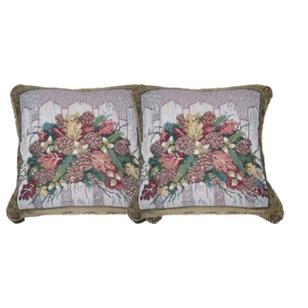 Dada Bedding Dp-6068 Christmas Fiesta Woven Decorative Pillows 18 By 18-Inch Set Of 2