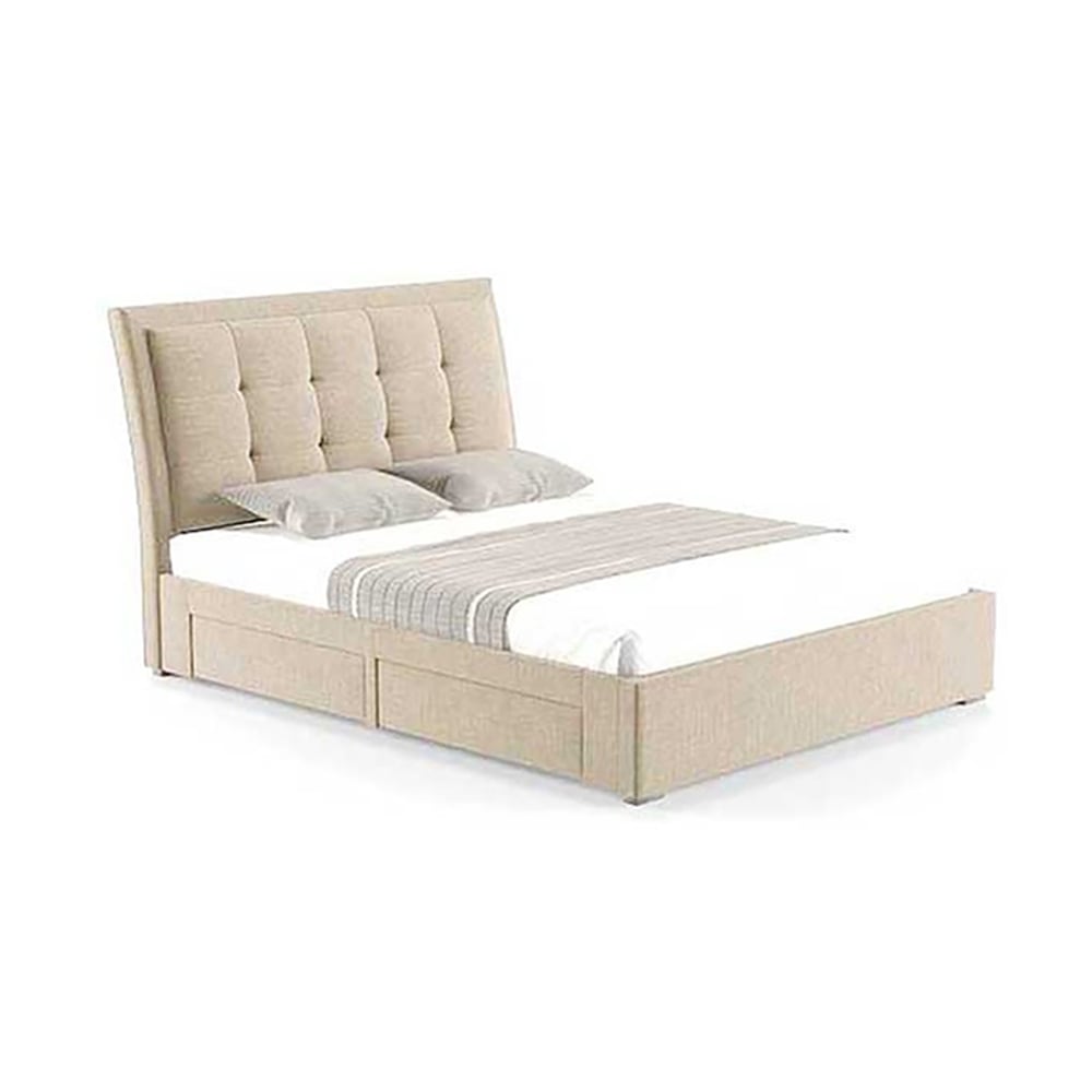 Four-Drawer Storage Bed Queen with Mattress Beige