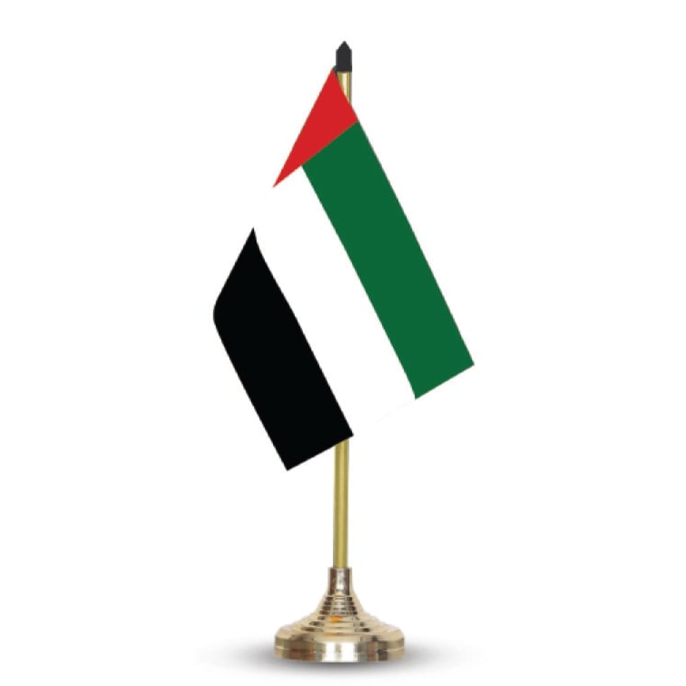 Uae Table Flag 6inx9in W/ Golden Stick