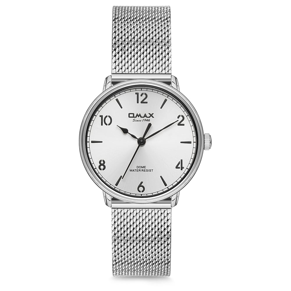Omax Dome Series Silver Mesh Analog Watch For Women DC004P36I