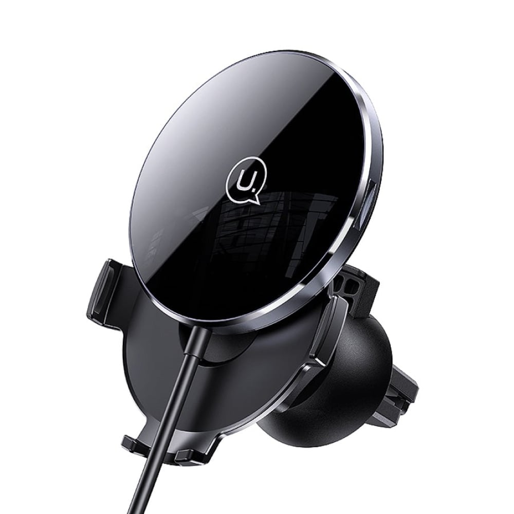Usams Us-cd164 2in1 Ultra-slim Magnetic Wireless Charger 15w With Car Holder Auto-clamping On Air Vent Mount