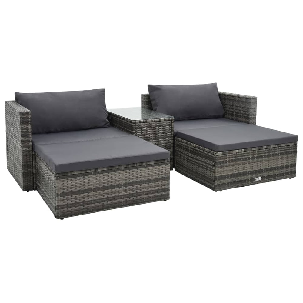 Vidaxl 5 Piece Garden Lounge Set With Cushions Poly Rattan Grey Vidaxl 5 Piece Garden Lounge Set With Cushions Poly Rattan Grey
