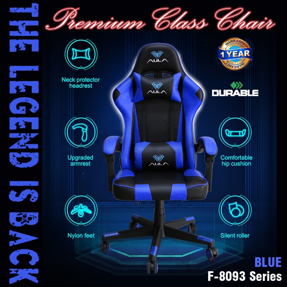 AULA F8093 BLACK + Blue GAMING CHAIR AULA F8093 BLACK + Blue GAMING CHAIR