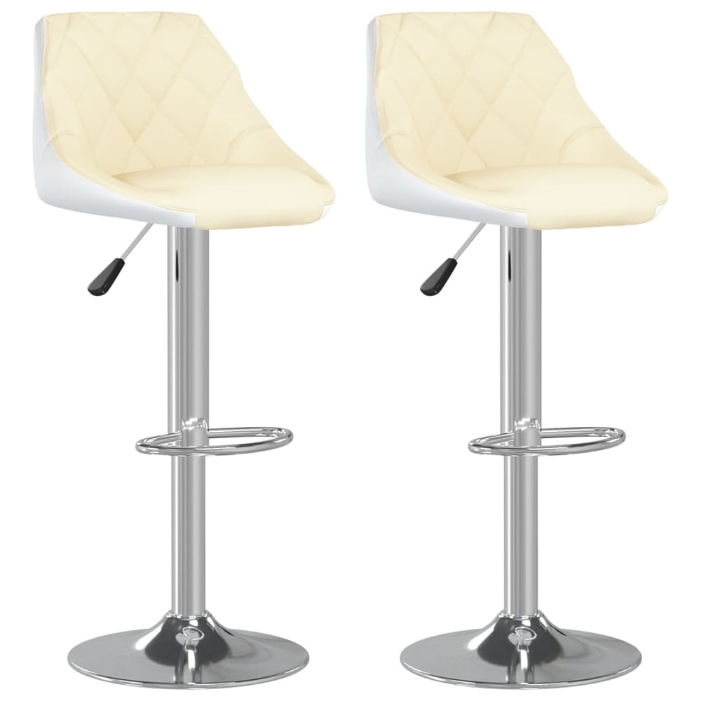 Vidaxl Bar Stools 2 Pcs Cream And White Faux Leather Vidaxl Bar Stools 2 Pcs Cream And White Faux Leather