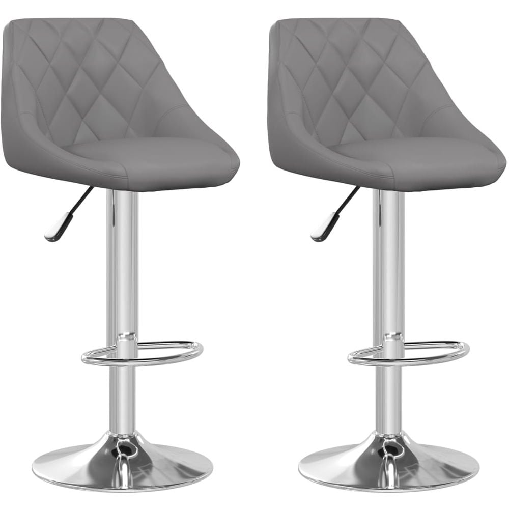 Vidaxl Bar Stools 2 Pcs Grey Faux Leather