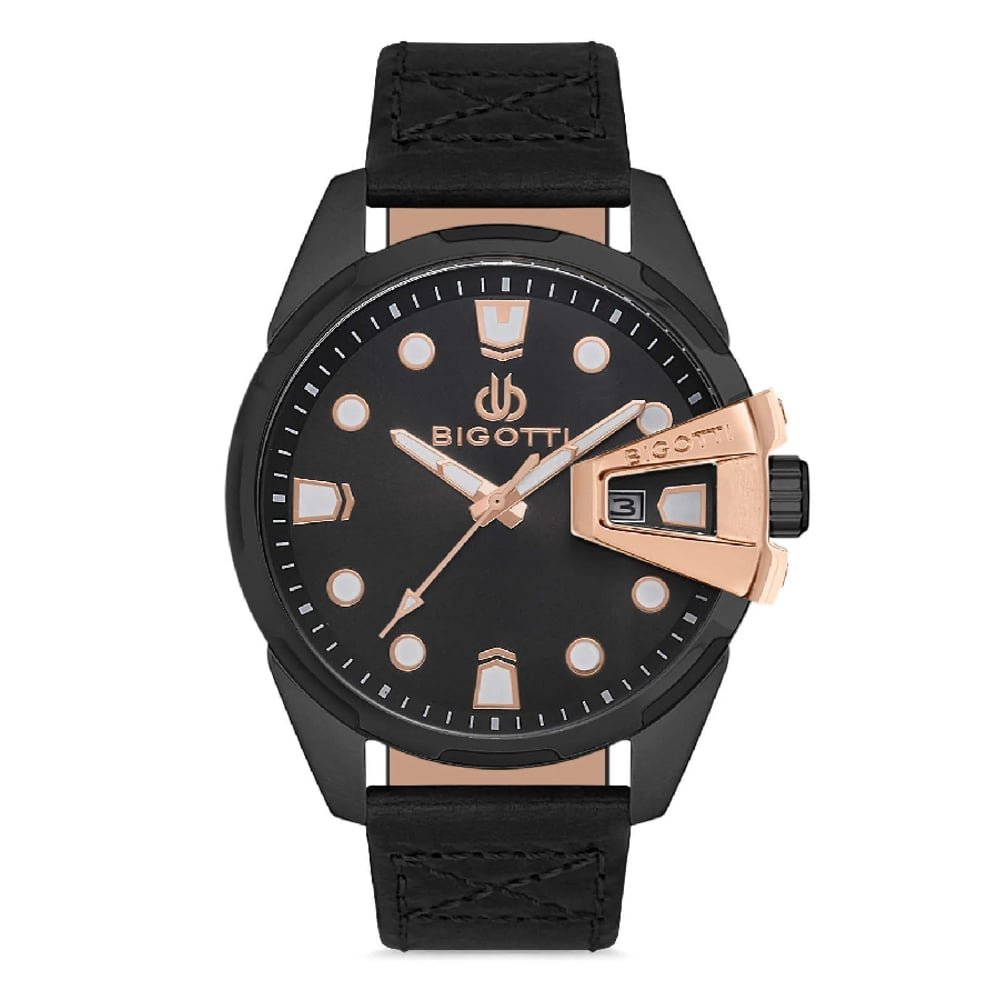 Bigotti Mens Time And Date Leather Strap Watch - Bg.1.10101-2 Bigotti Mens Time And Date Leather Strap Watch - Bg.1.10101-2