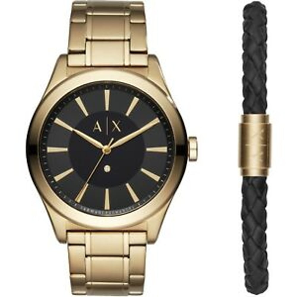 Armani Exchange Nico Gold Stainless Steel Men Watch Set AX7104