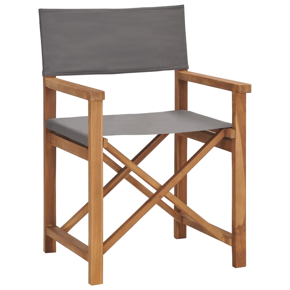 vidaXL Director's Chair Solid Teak Wood Grey vidaXL Director's Chair Solid Teak Wood Grey