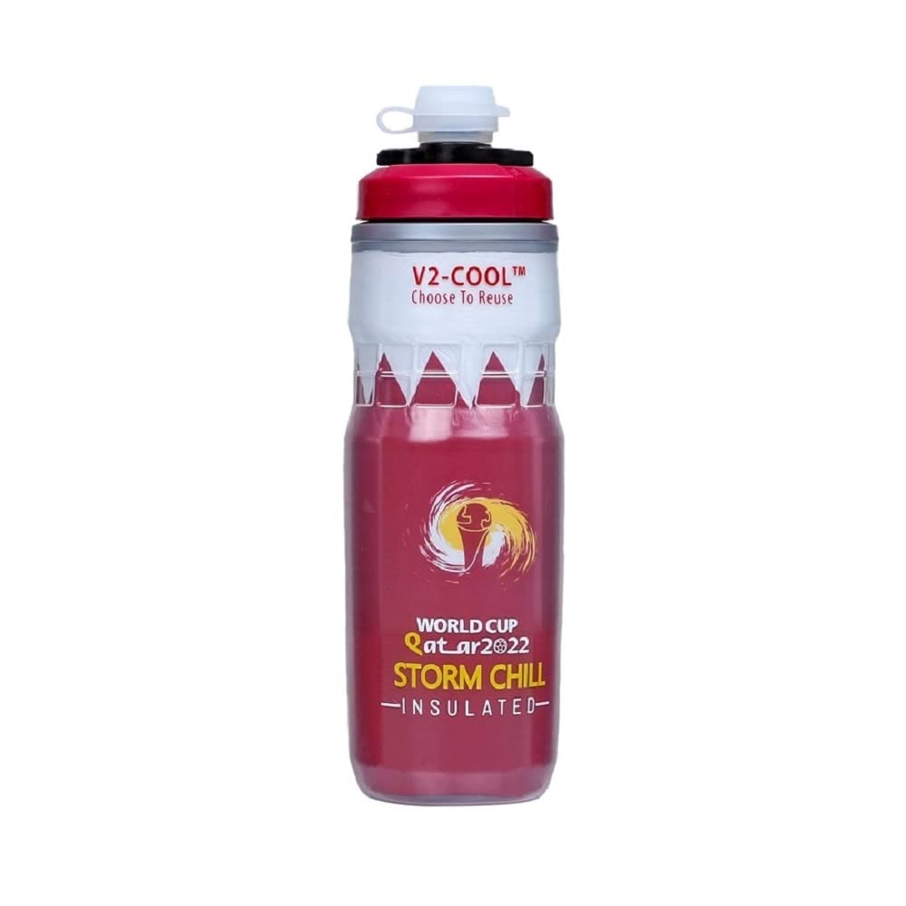 V2-cool Storm Insulated Water Bottle For Cycle Cage Fit With Free Silicon Mudcap 620 Ml/21 Oz, World Cup Qatar V2-cool Storm Insulated Water Bottle For Cycle Cage Fit With Free Silicon Mudcap 620 Ml/21 Oz, World Cup Qatar