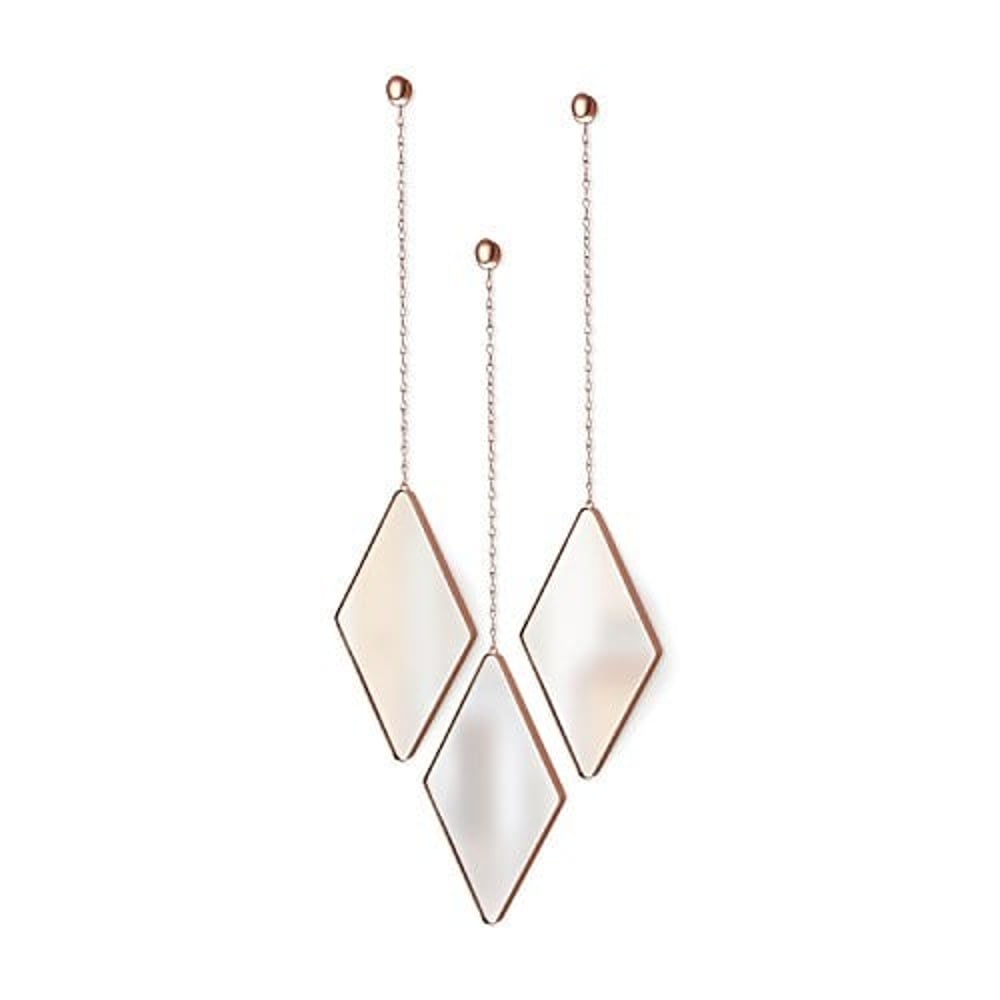 Umbra Dima Mirrors, Set Of 3, Trio Of Decorative Mirrors For Wall Décor, Apartment D Cor/Wall Art, Copper 358777-880 Umbra Dima Mirrors, Set Of 3, Trio Of Decorative Mirrors For Wall Décor, Apartment D Cor/Wall Art, Copper 358777-880