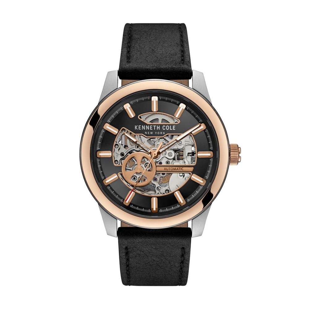 Kenneth Cole New York Watch For Men with Black Leather Strap