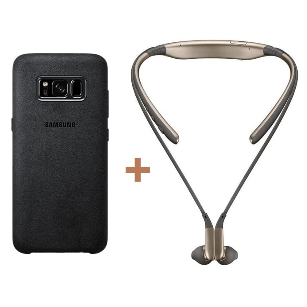 Samsung Alcantara Case Silver For Galaxy S8 Plus + EOBG920BFEGAE Level U Wireless Headphone Gold