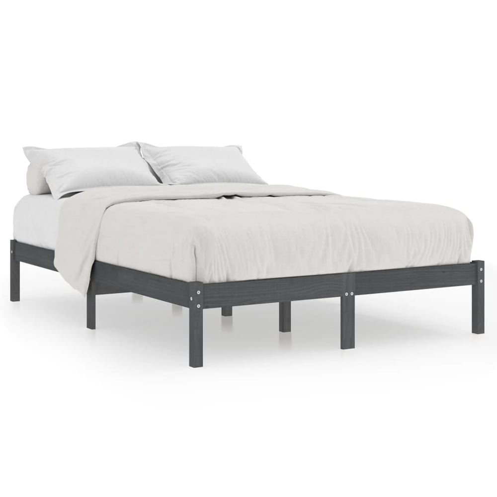 Vidaxl Bed Frame Grey Solid Wood Pine 120x200 Cm