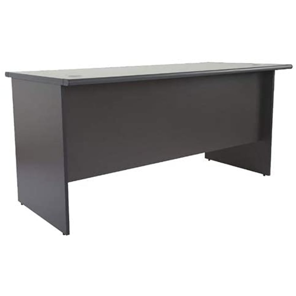 Mahmayi Grigio 120 Plain Office Desk - Grey Executive Office Table with 2 Grommets for Wire Management - Round Edge Profile