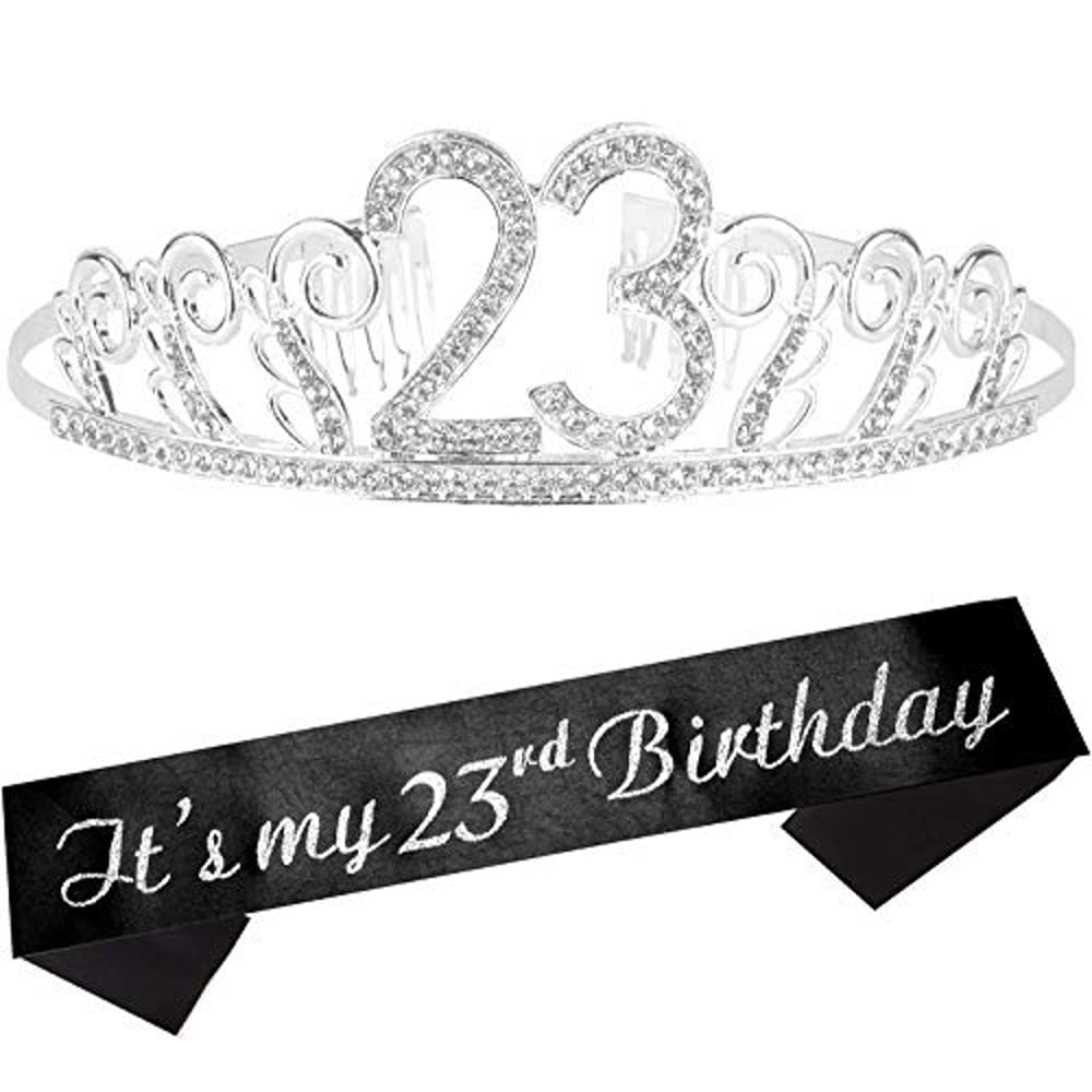 MEANT2TOBE 23Rd Birthday Gifts For Women, 23Rd Birthday Tiara And Sash, Happy 23Rd Birthday Party Supplies, It S My 23Rd Birthday Satin Sash, Birthday Crown For 23Rd Birthday Party Supplies And Decorations