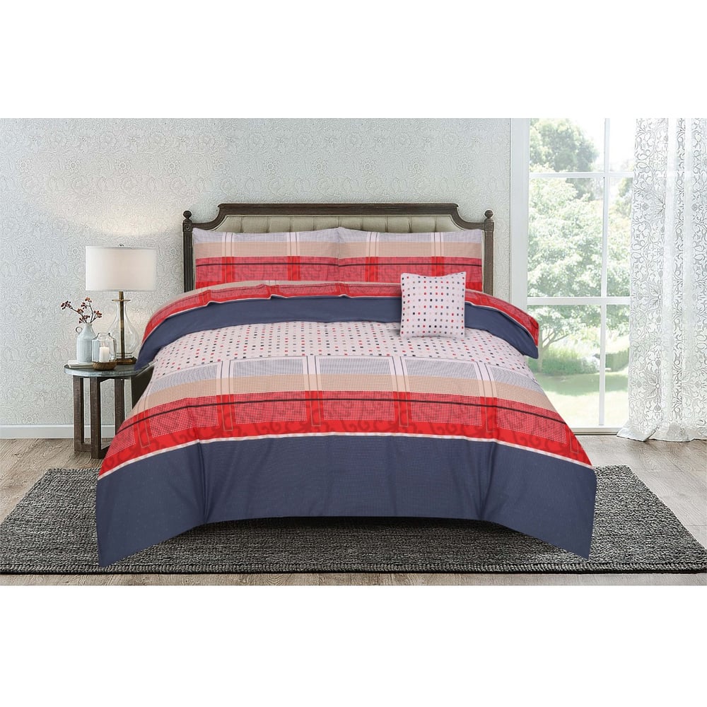 Kassino Comforter Queen 4pcs Set Ero Navy Red