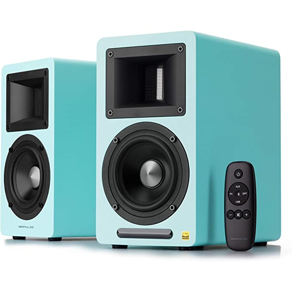 Edifier Air Pulse A80 Tiffany Blue Wood Styling Active Bookshelf Speaker Blue