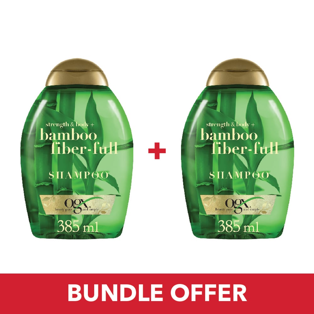 OGX Shampoo Strength & Body + Bamboo Fiber-Full 385ml - Pack of 2 Pieces (Bundle Offer)
