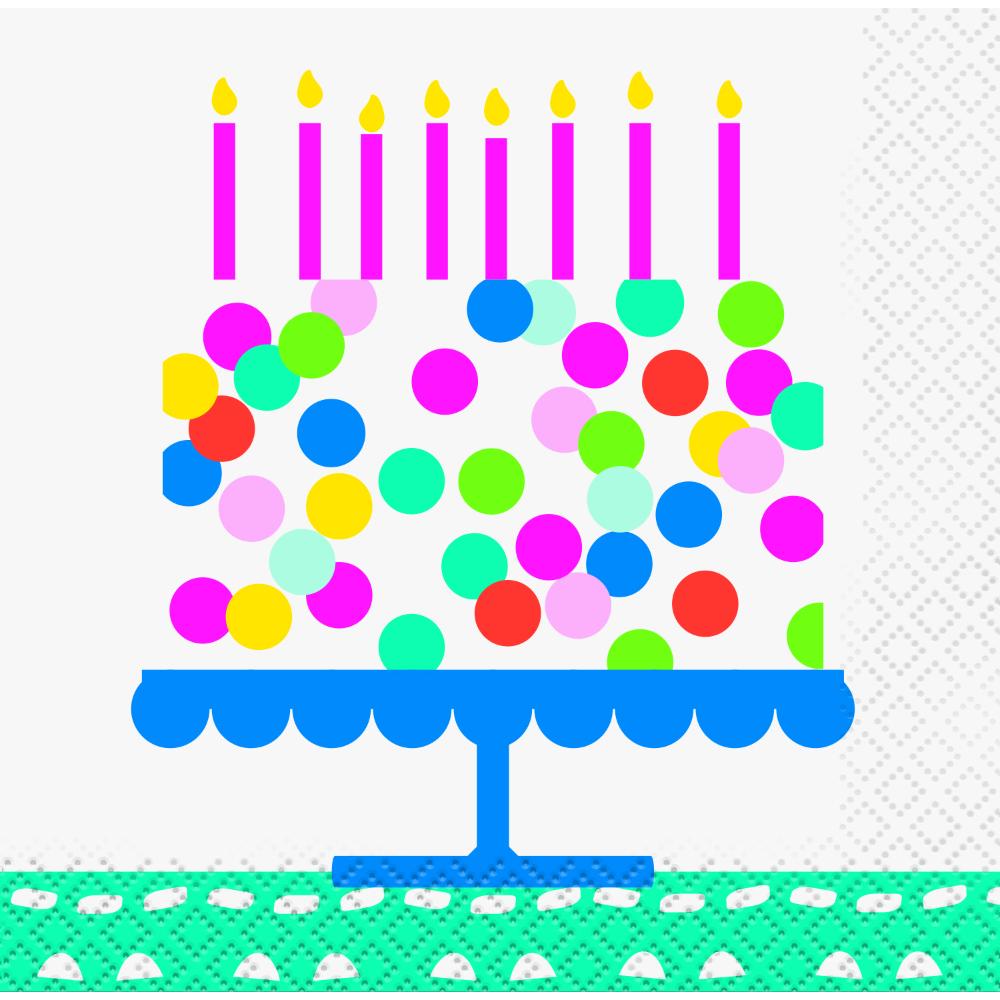 Unique- Confetti Cake Birthday Beverage Napkins 16pcs Unique- Confetti Cake Birthday Beverage Napkins 16pcs