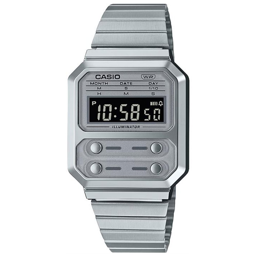 CASIO Women's Digital Grey Dial Watch - A100WE-7BDF CASIO Women's Digital Grey Dial Watch - A100WE-7BDF