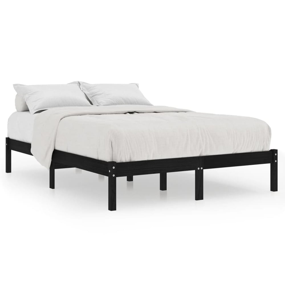 Vidaxl Bed Frame Black Solid Pinewood 180x200 Cm 6ft Super King Uk