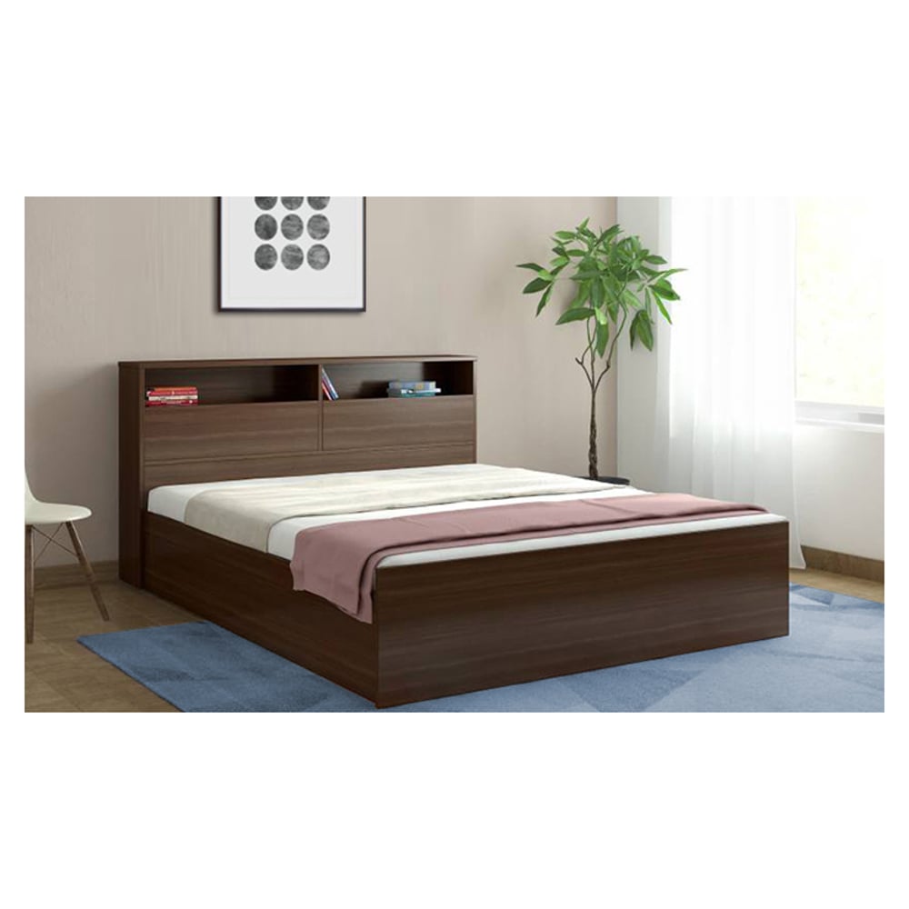 Engineered Wood Queen Bed With Storage without Mattress Walnut Engineered Wood Queen Bed With Storage without Mattress Walnut