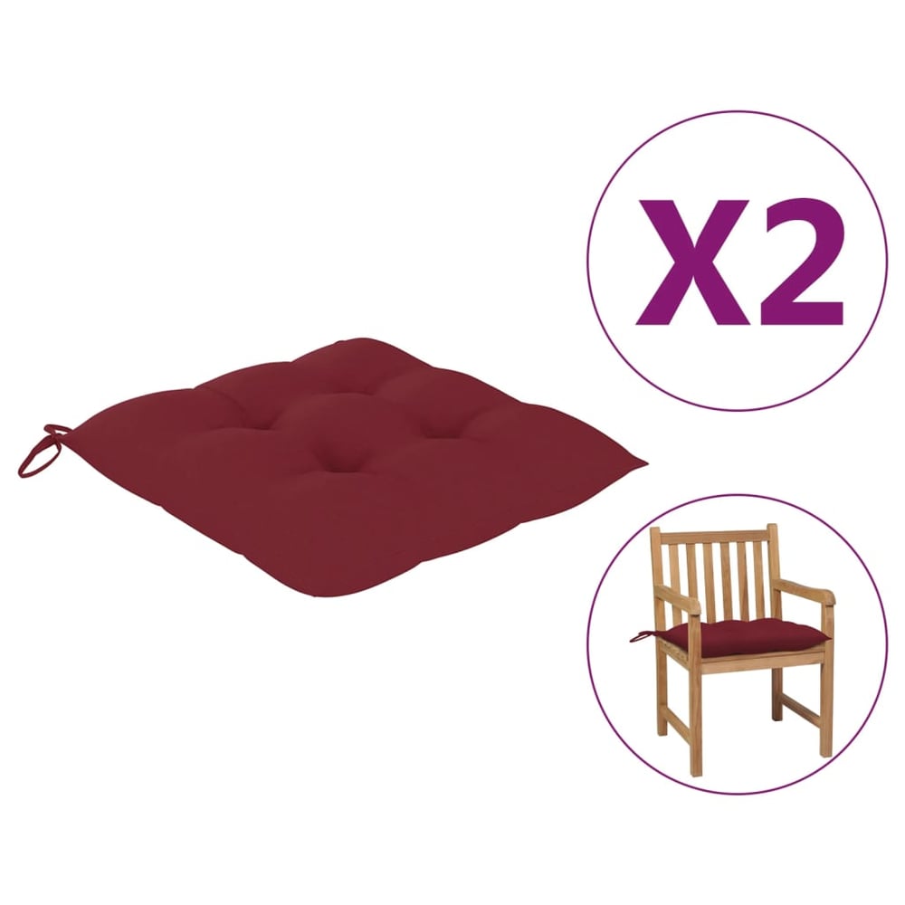 Vidaxl Chair Cushions 2 Pcs Wine Red 50x50x7 Cm Fabric