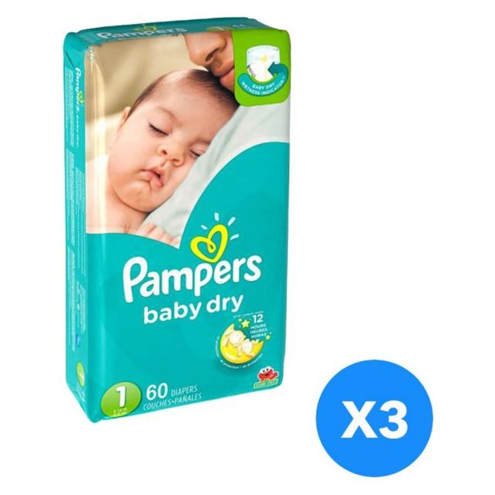 Pampers Baby Dry New Born Size 1 60pcs Set of 3