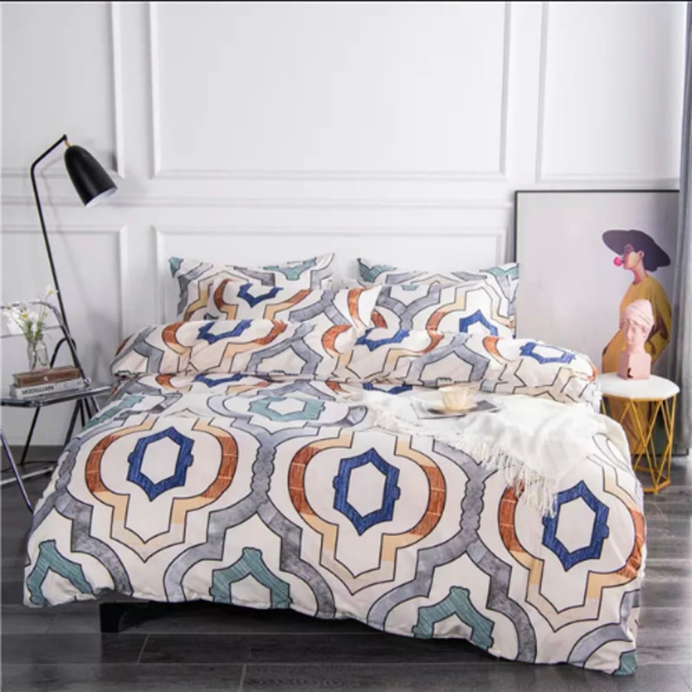 Luna Home King Size 6 Pieces Bedding Set Without Filler, Imperial Trellis Design