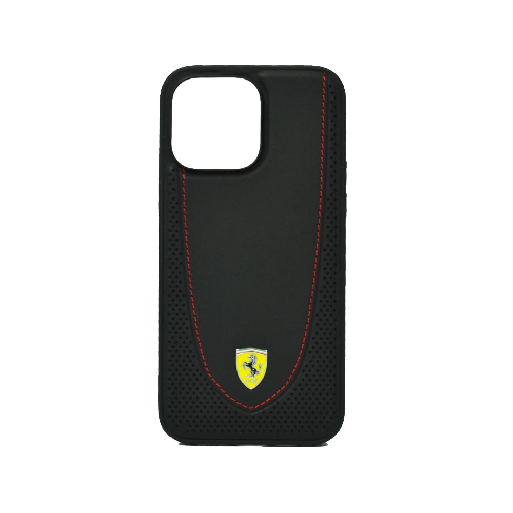 Ferrari Magsafe Leather Stitched Red Line Hard Case For Iphone 14 Pro Max Black Ferrari Magsafe Leather Stitched Red Line Hard Case For Iphone 14 Pro Max Black