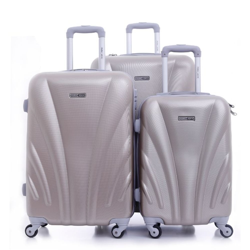 Para John ABS Luggage Travel Trolley With 4 Wheels 3pcs Set Golden