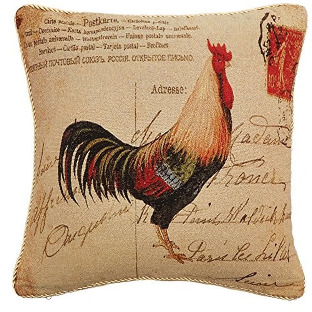 Dada Bedding Cc-15045 Glamorous Rooster Woven Cushion Cover 18 By 18-Inch Set Of 2