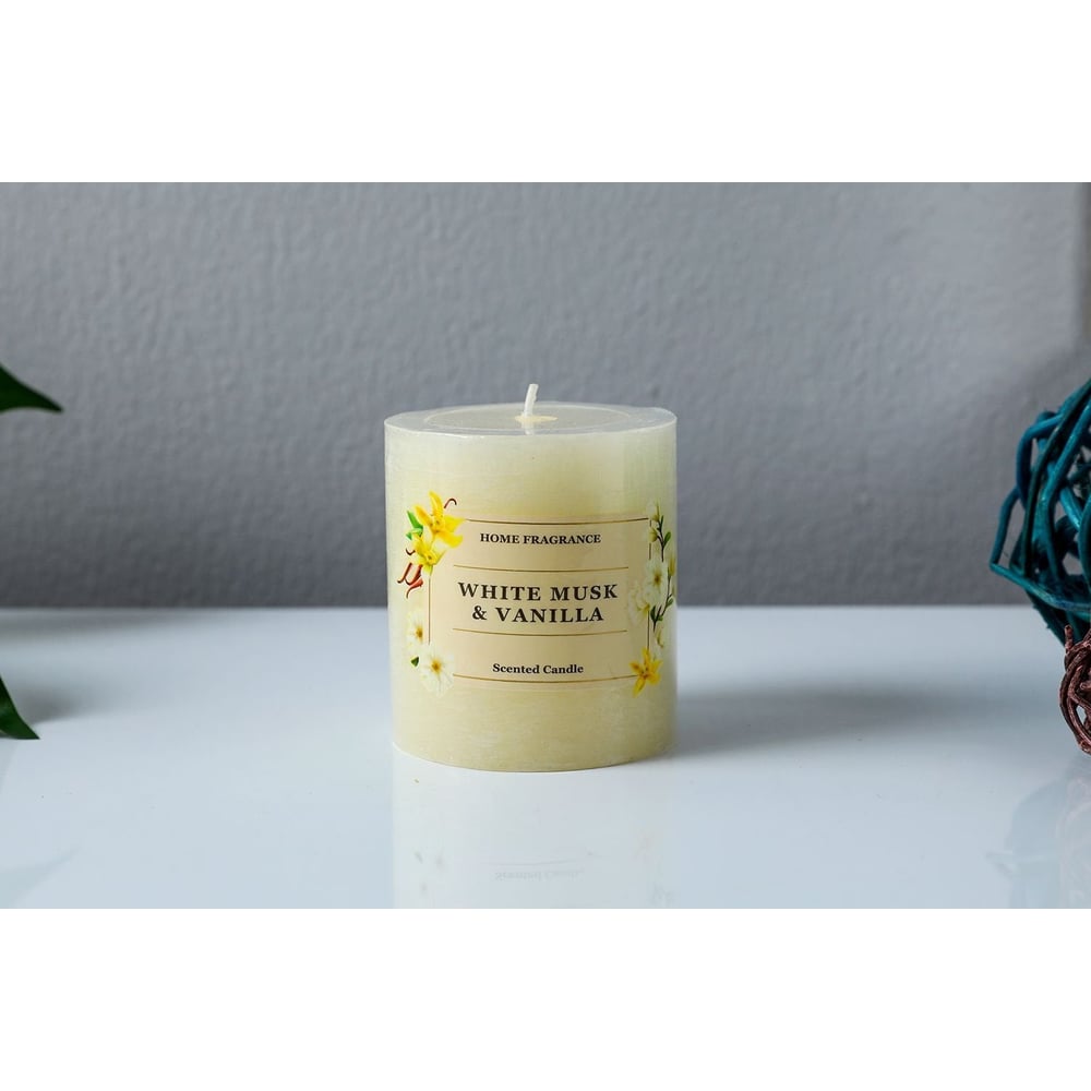Premier White Musk & Vanilla Pillar Candle Ivory D7xh8cm Premier White Musk & Vanilla Pillar Candle Ivory D7xh8cm