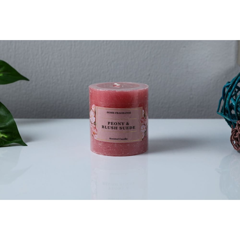 Premier Peony & Blush Suede Pillar Candle Pink D7xh8cm Premier Peony & Blush Suede Pillar Candle Pink D7xh8cm