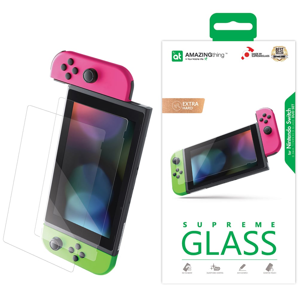 Amazing Thing Nintendo Switch Glass Screen Protector 2 Pack - Tempered Supreme Glass Extra Hard Amazing Thing Nintendo Switch Glass Screen Protector 2 Pack - Tempered Supreme Glass Extra Hard