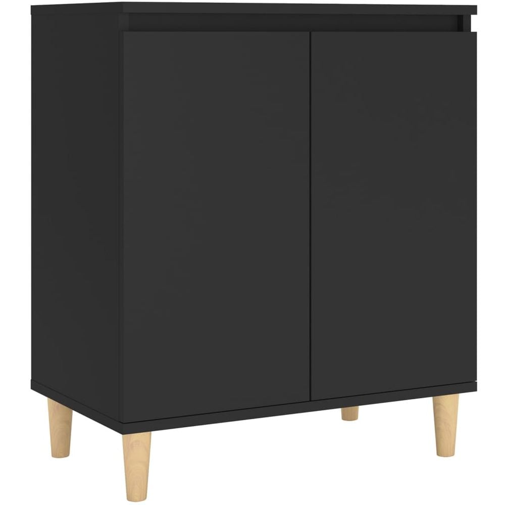 Vidaxl Sideboard With Solid Wood Legs Black 60x35x70 Cm Chipboard